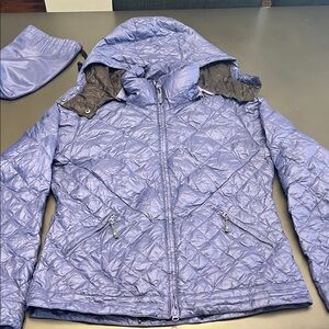 Athleta Purple Packable Down Jacket with Removable Hood Size M
